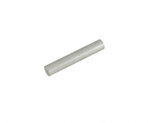 A small cylindrical metal rod isolated on a white background.
