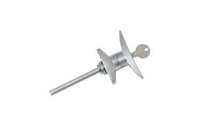 222 VENTLOK TAMPER PROOF LATCH with a mounted flange and elongated shaft, isolated on a white background.