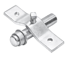 Metal sliding door latch with a bolt and mounting bracket, constructed from 402 STANDARD BEARING PINS (PAIRS).