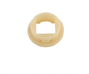 416 SQUARE ACETAL BEARING ⅜ ” OR ½ ” ROD snap fastener component isolated on white background.
