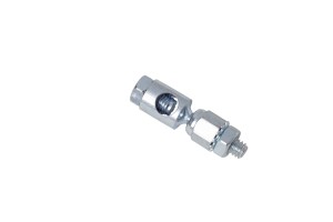 A 608 Swivels hydraulic hose fitting with a female connector and a threaded male bolt, isolated on a white background.