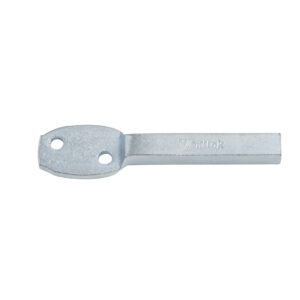 A metal key with a flat handle and the brand name "637 SQUARE END BEARING" embossed on it, isolated on a white background.