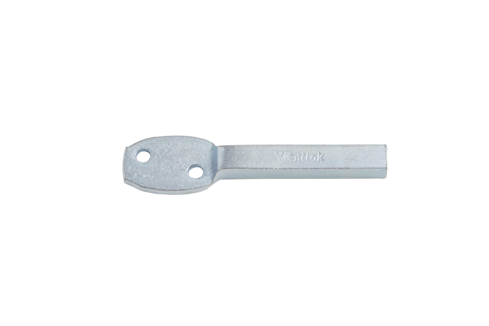 A metal key with a flat handle and the brand name "637 SQUARE END BEARING" embossed on it, isolated on a white background.