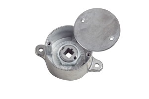 Metal mechanical part with a central hexagonal recess and a hinged circular cover, displayed on a white background, 677 VENTLOK CONCEALED DAMPER REGULATOR 1/2.
