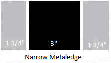 Diagram showing a narrow metaledge with a central 3-inch black section flanked by two 1 3/4-inch gray sections.